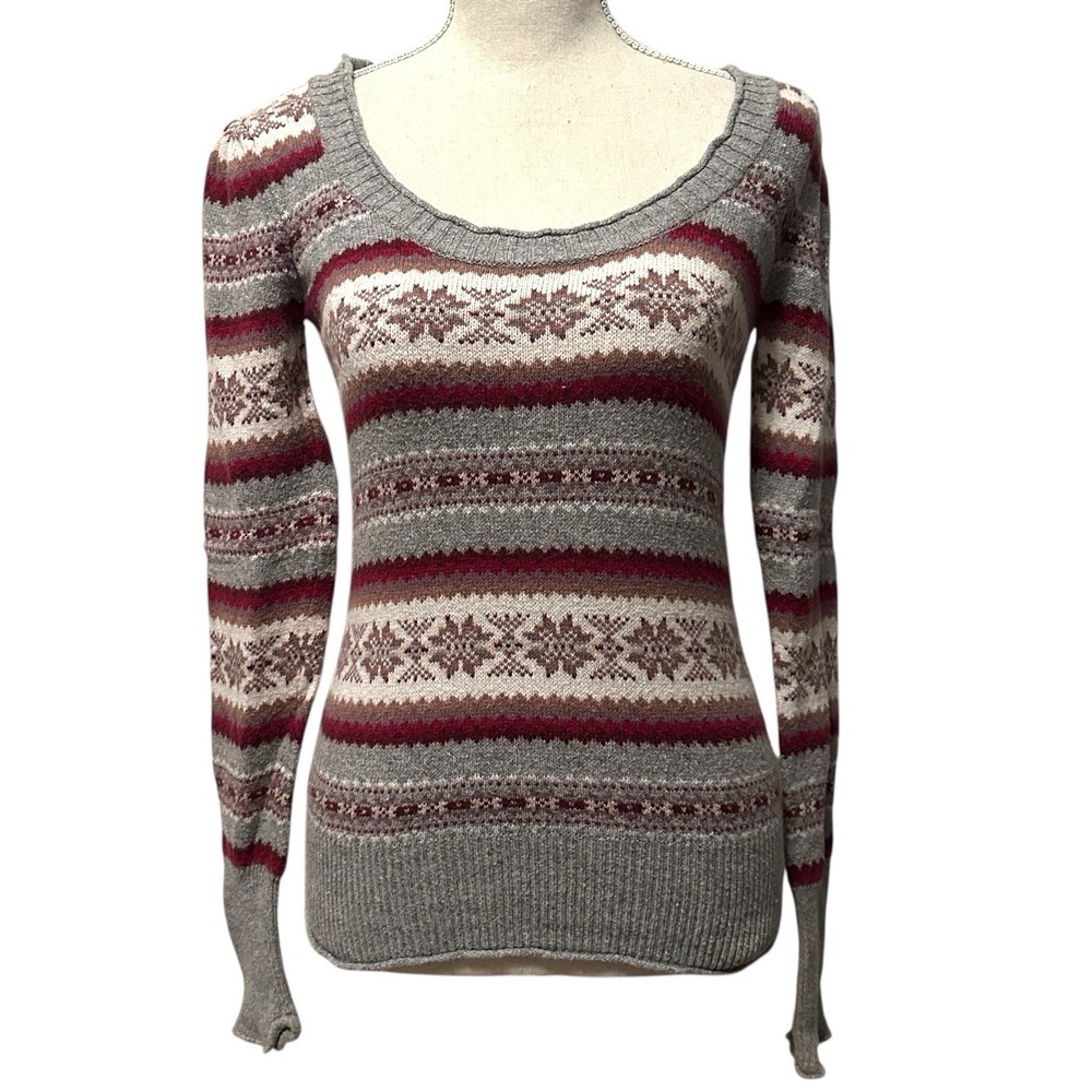 Aphorism Anthropologie Women's Fair‎ Isle Snowflake Knit Sweater Angora Blend XS